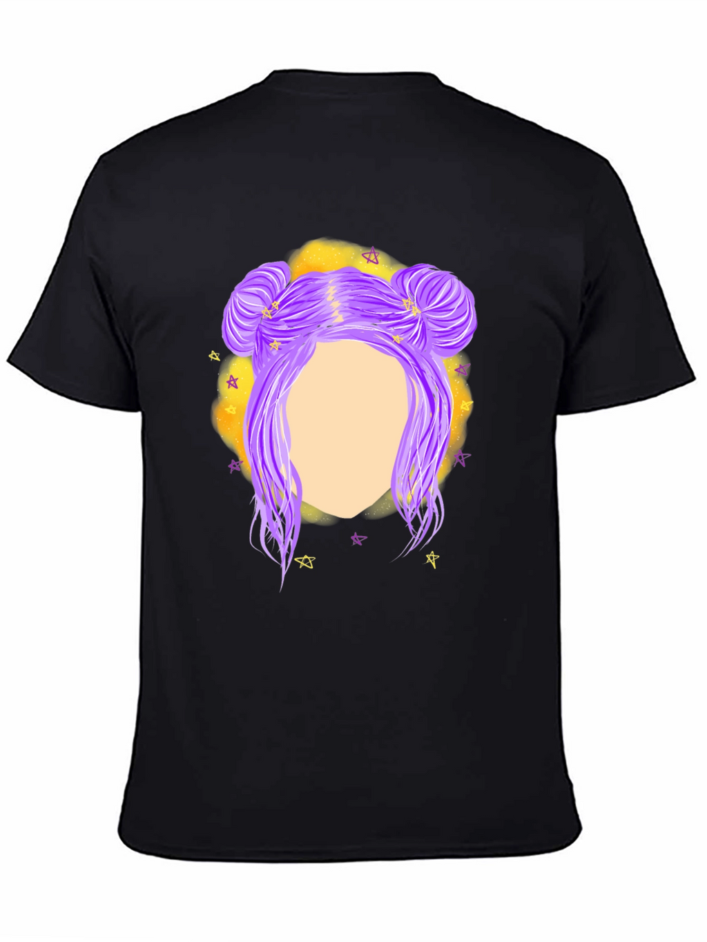 Cosmic Bun Hair T-Shirt - Black