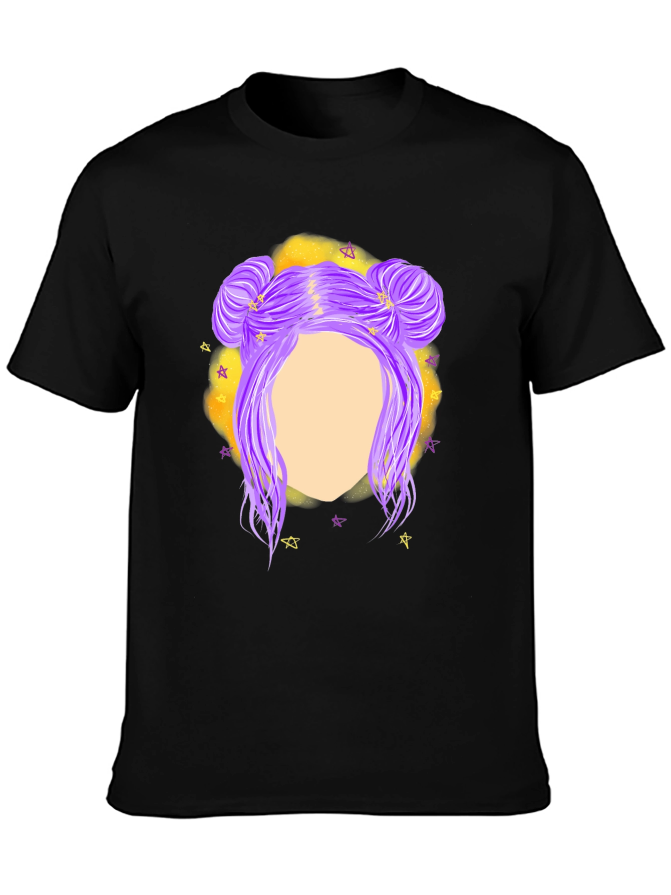 Cosmic Bun Hair T-Shirt - Black