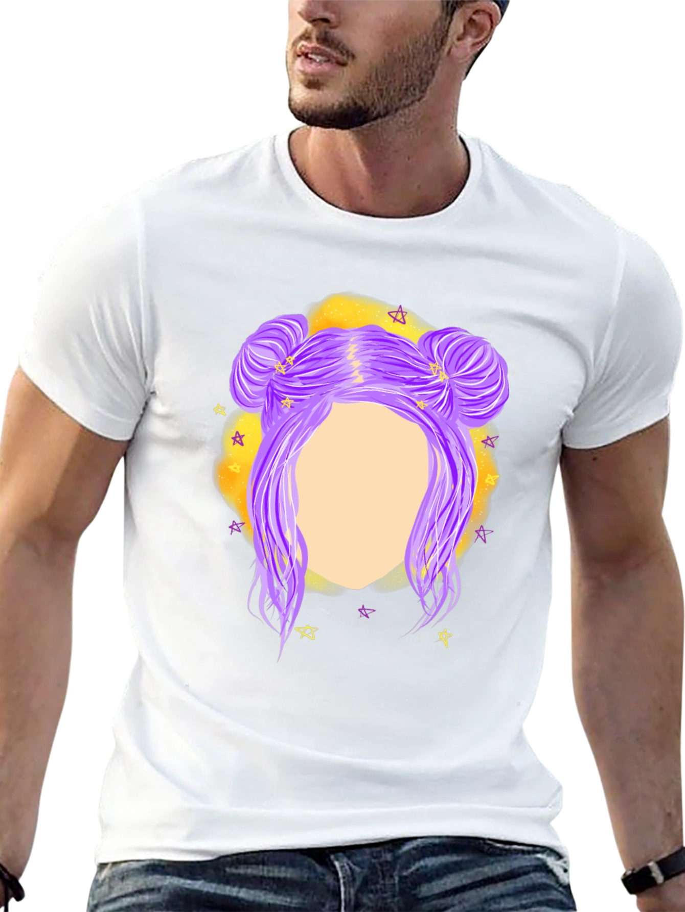Cosmic Bun Hair T-Shirt - Black
