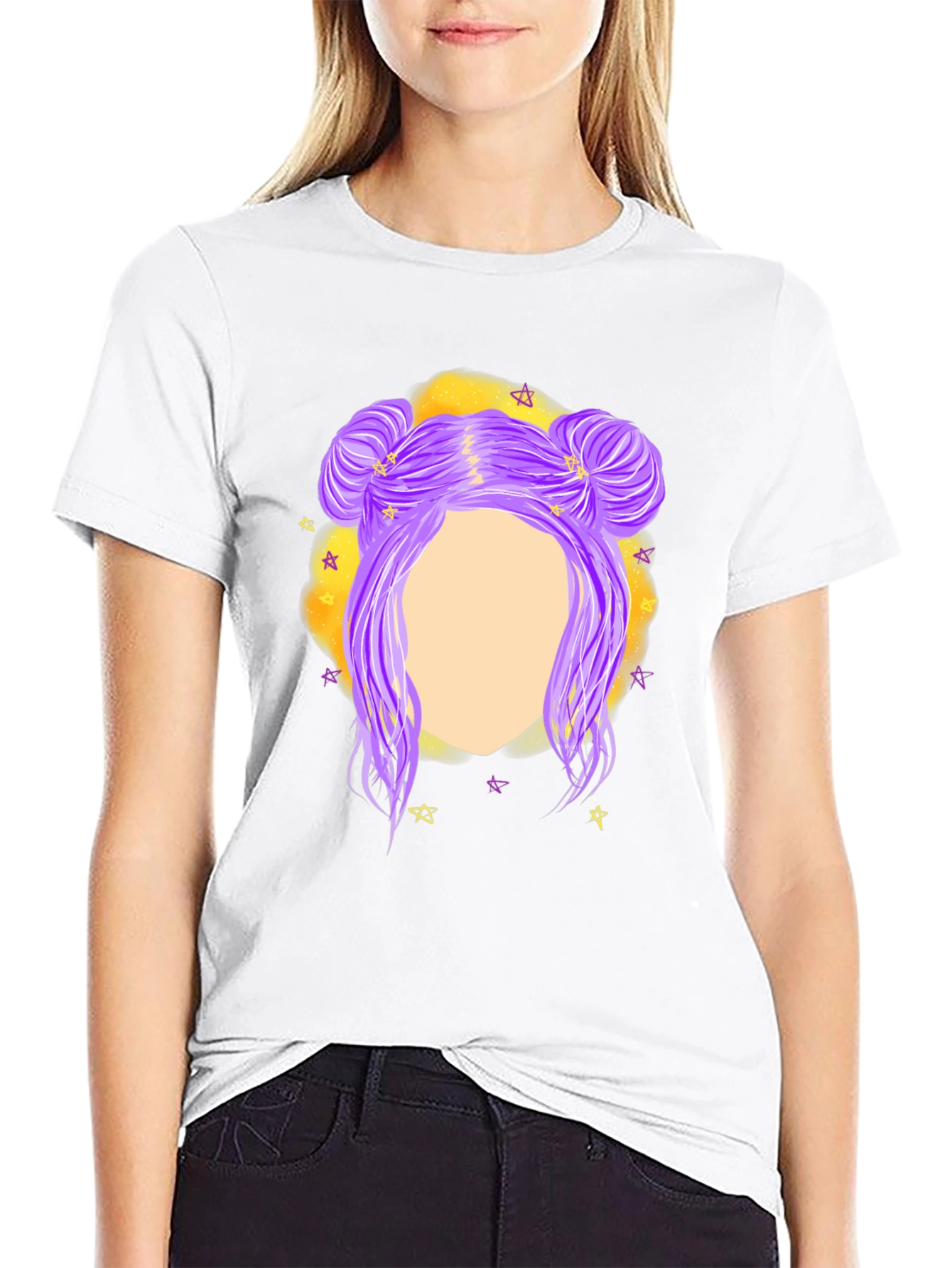 Cosmic Bun Hair T-Shirt - Black