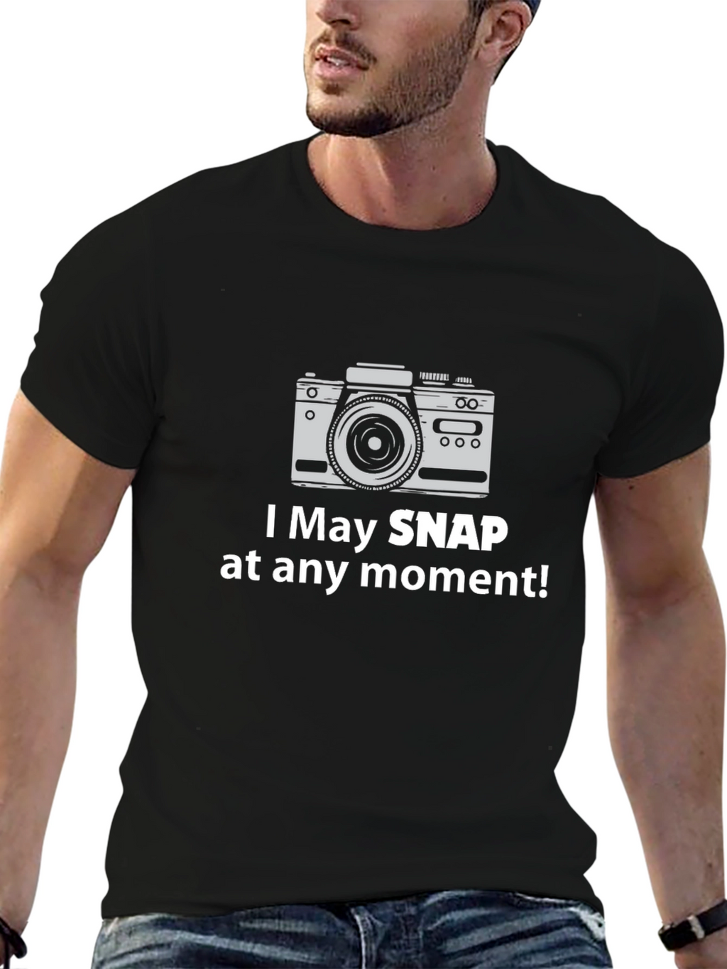 Funny Camera Graphic Tee - Snap At Any Moment