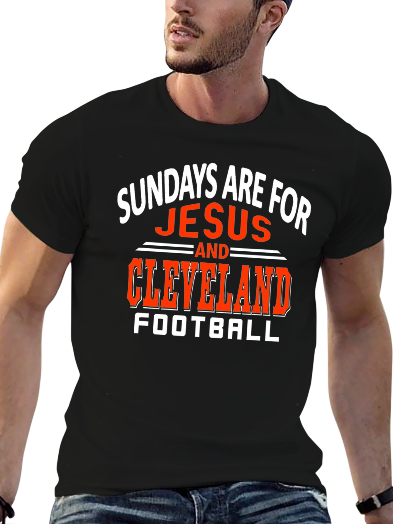 Sundays Are For Jesus and Cleveland Football T-Shirt