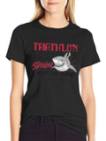 Triathlon Shark Graphic Tee - Funny Triathlete T-Shirt