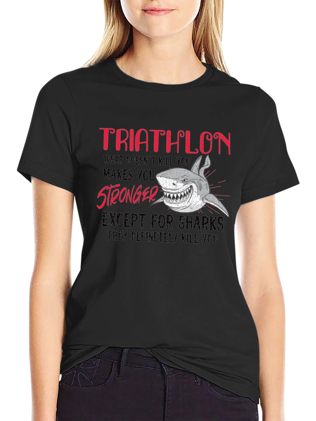 Triathlon Shark Graphic Tee - Funny Triathlete T-Shirt