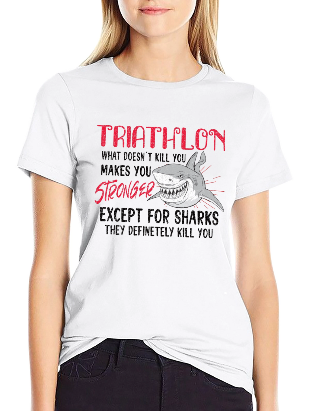 Triathlon Shark Graphic Tee - Funny Triathlete T-Shirt