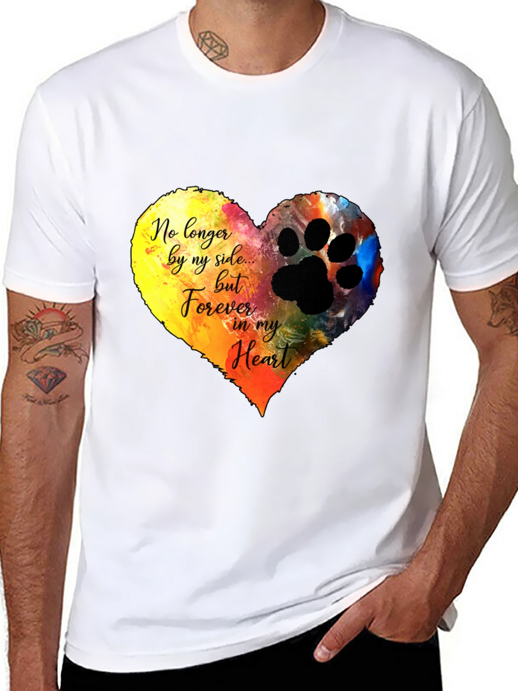 Heart Paw Print Memorial T-Shirt