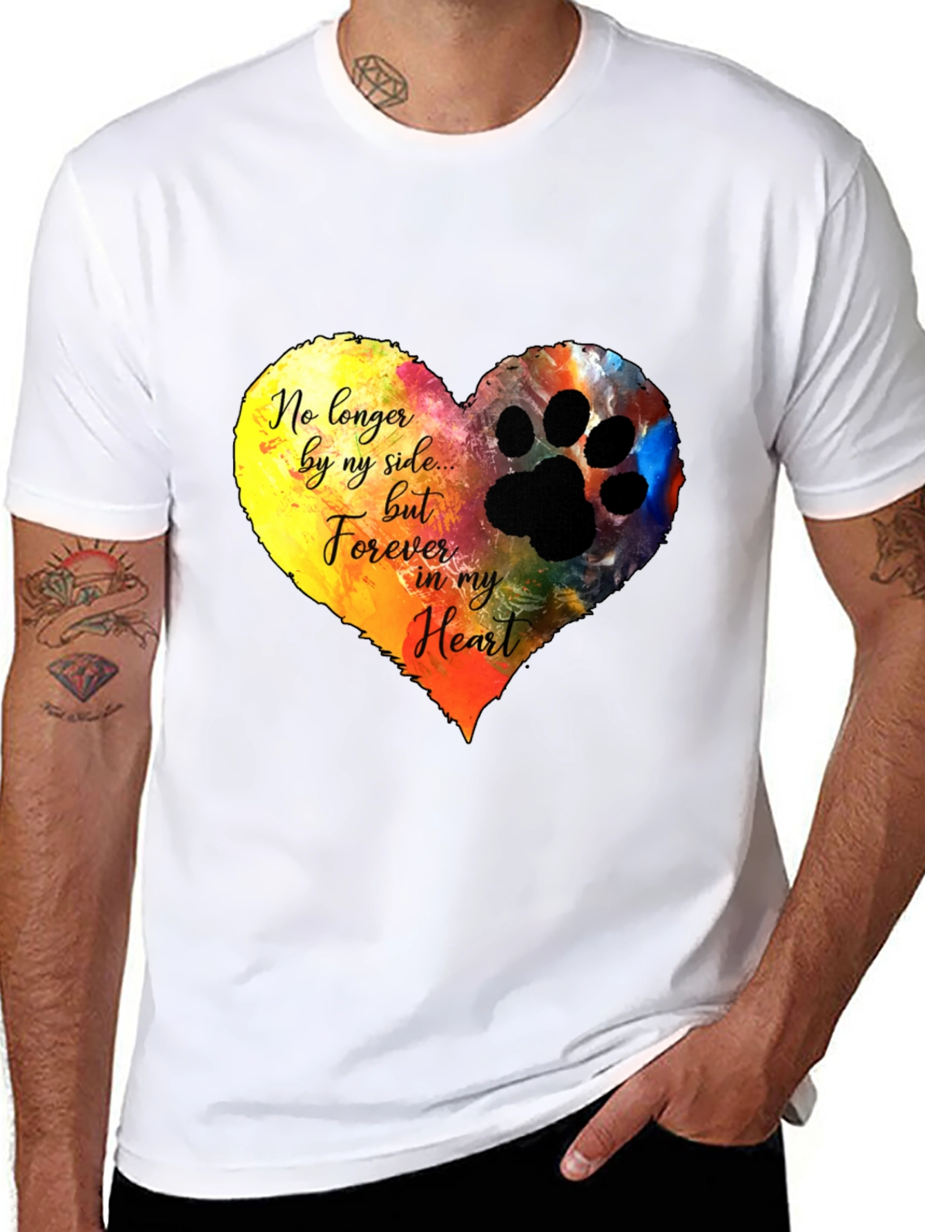 Heart Paw Print Memorial T-Shirt