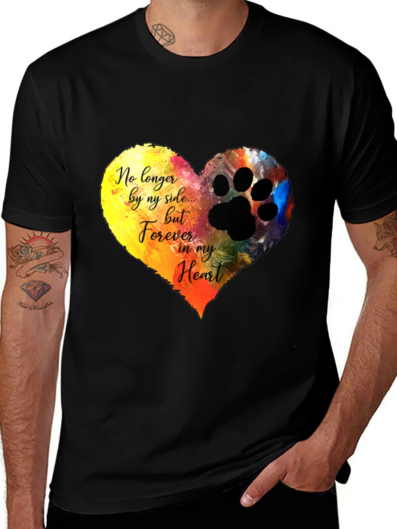 Heart Paw Print Memorial T-Shirt