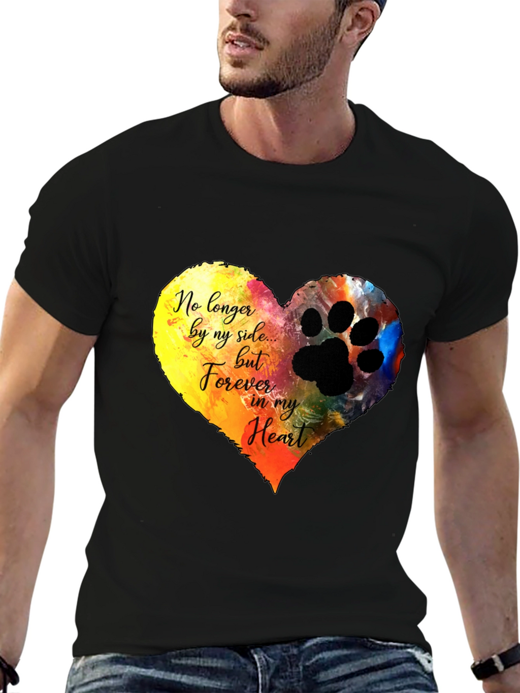 Heart Paw Print Memorial T-Shirt