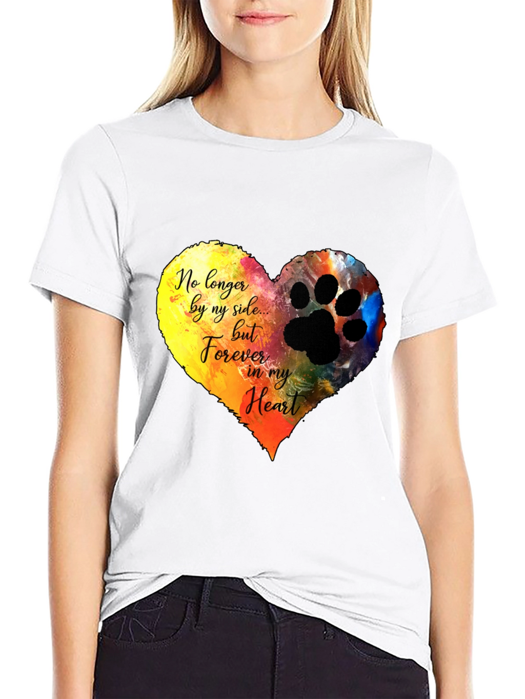 Heart Paw Print Memorial T-Shirt