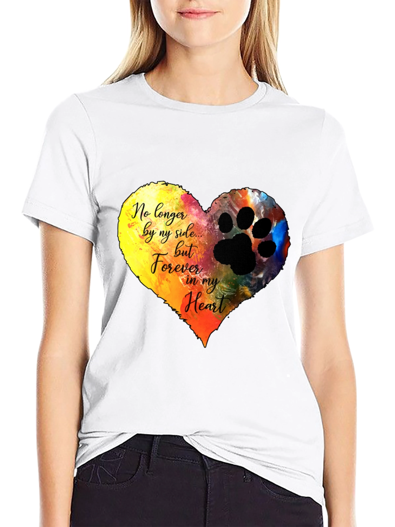 Heart Paw Print Memorial T-Shirt