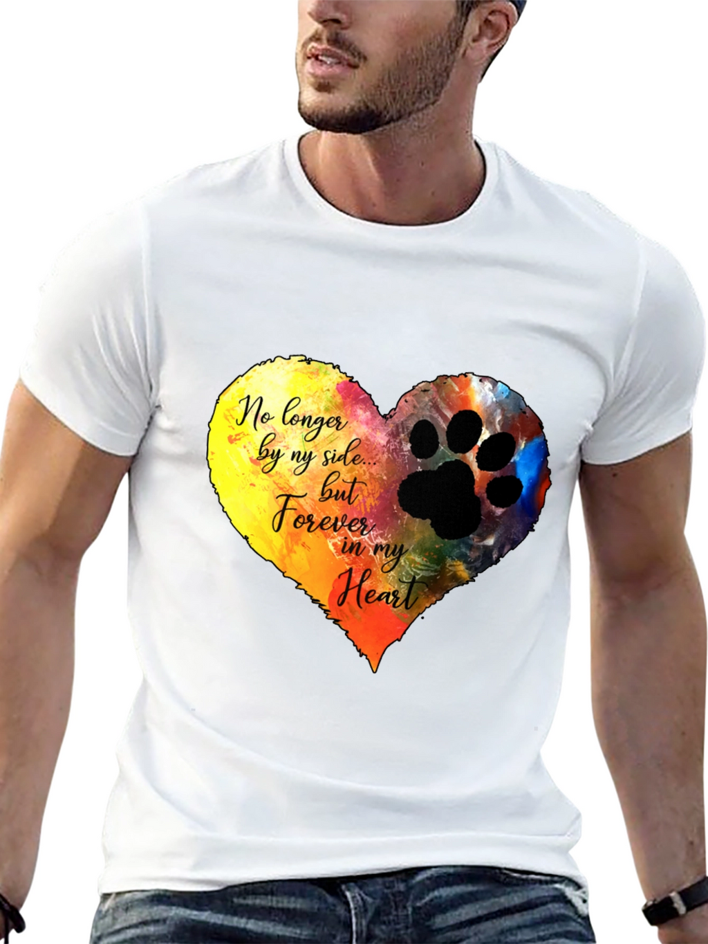 Heart Paw Print Memorial T-Shirt