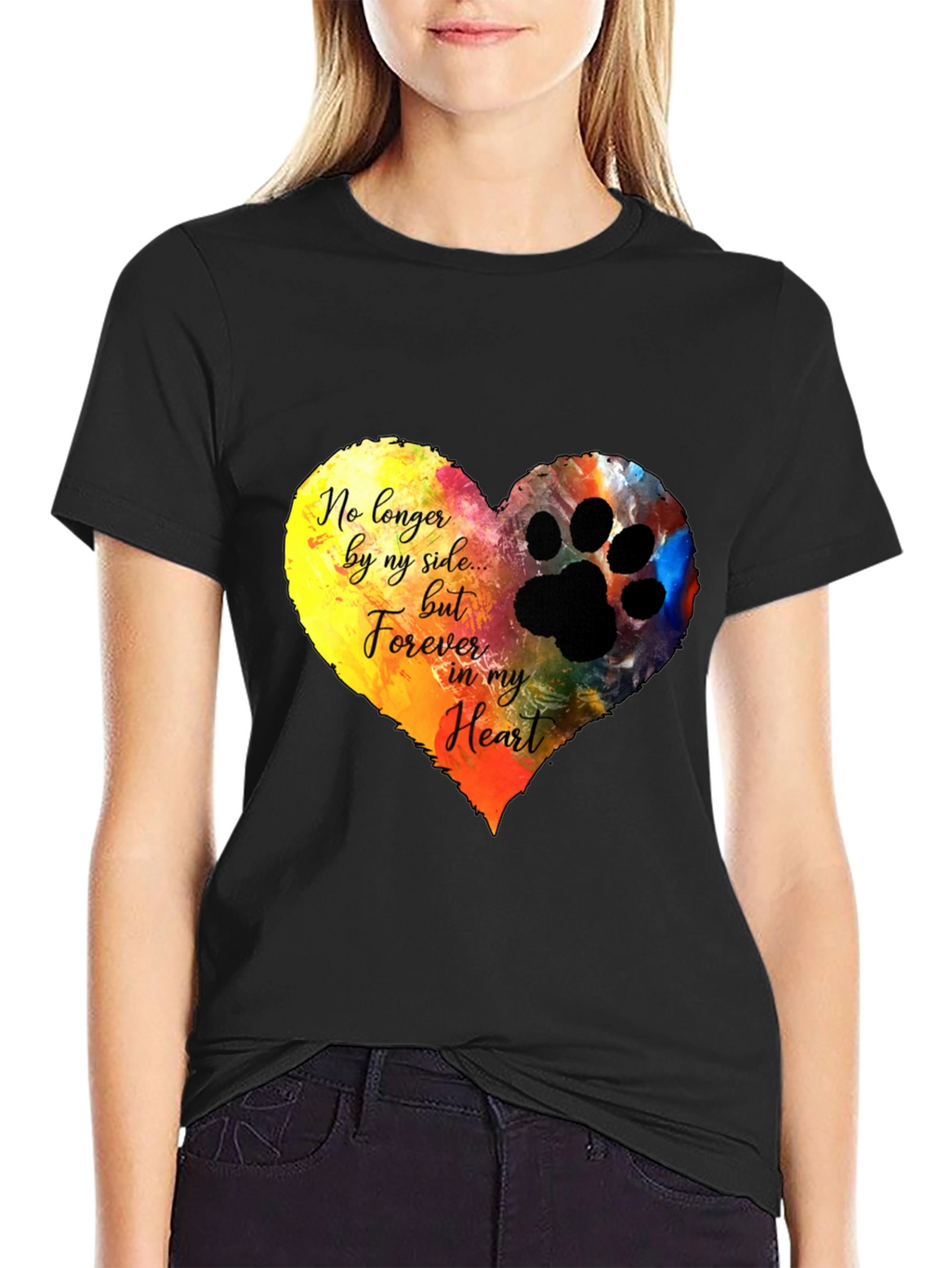 Heart Paw Print Memorial T-Shirt