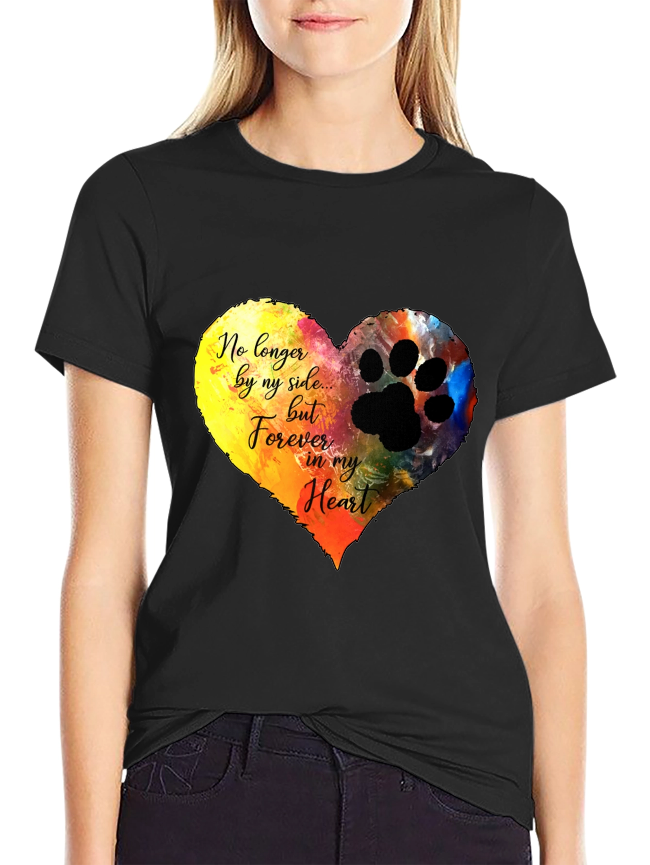 Heart Paw Print Memorial T-Shirt