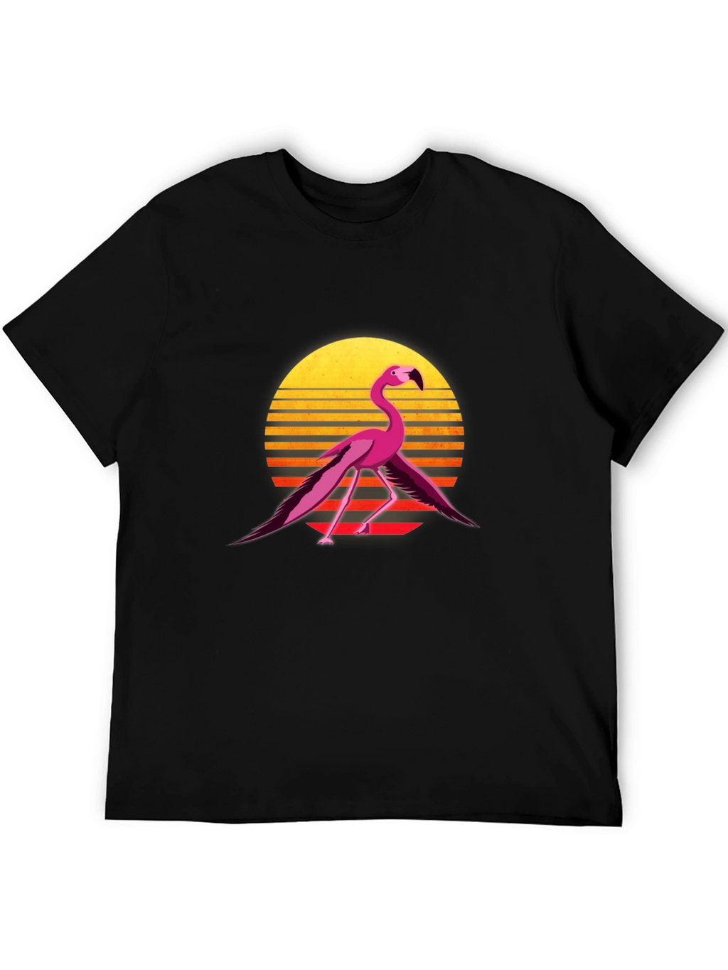 Retro Flamingo Graphic Tee - Black