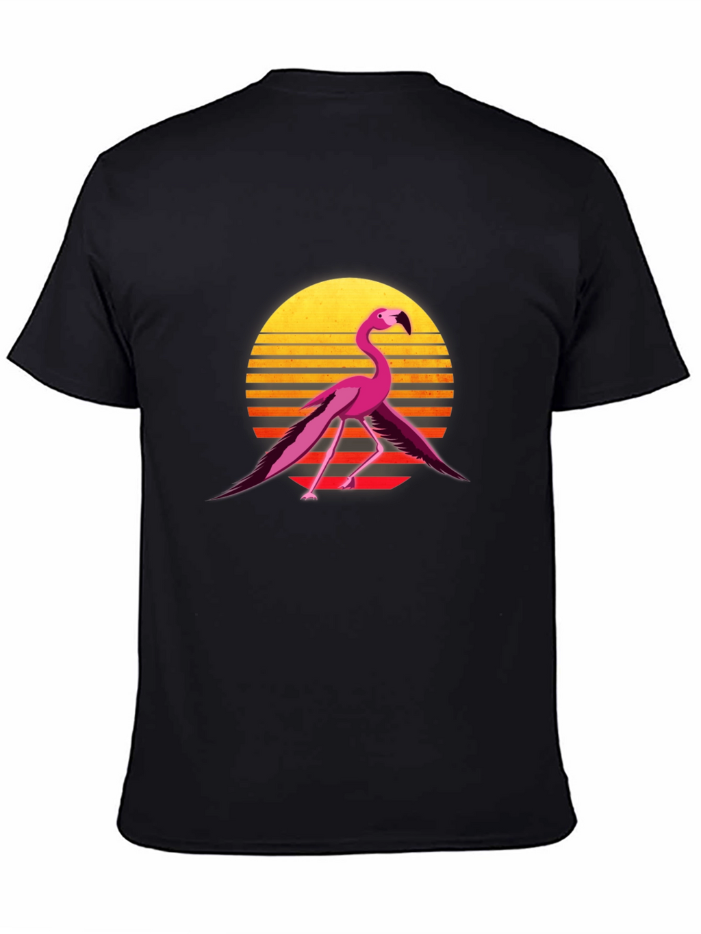 Retro Flamingo Graphic Tee - Black