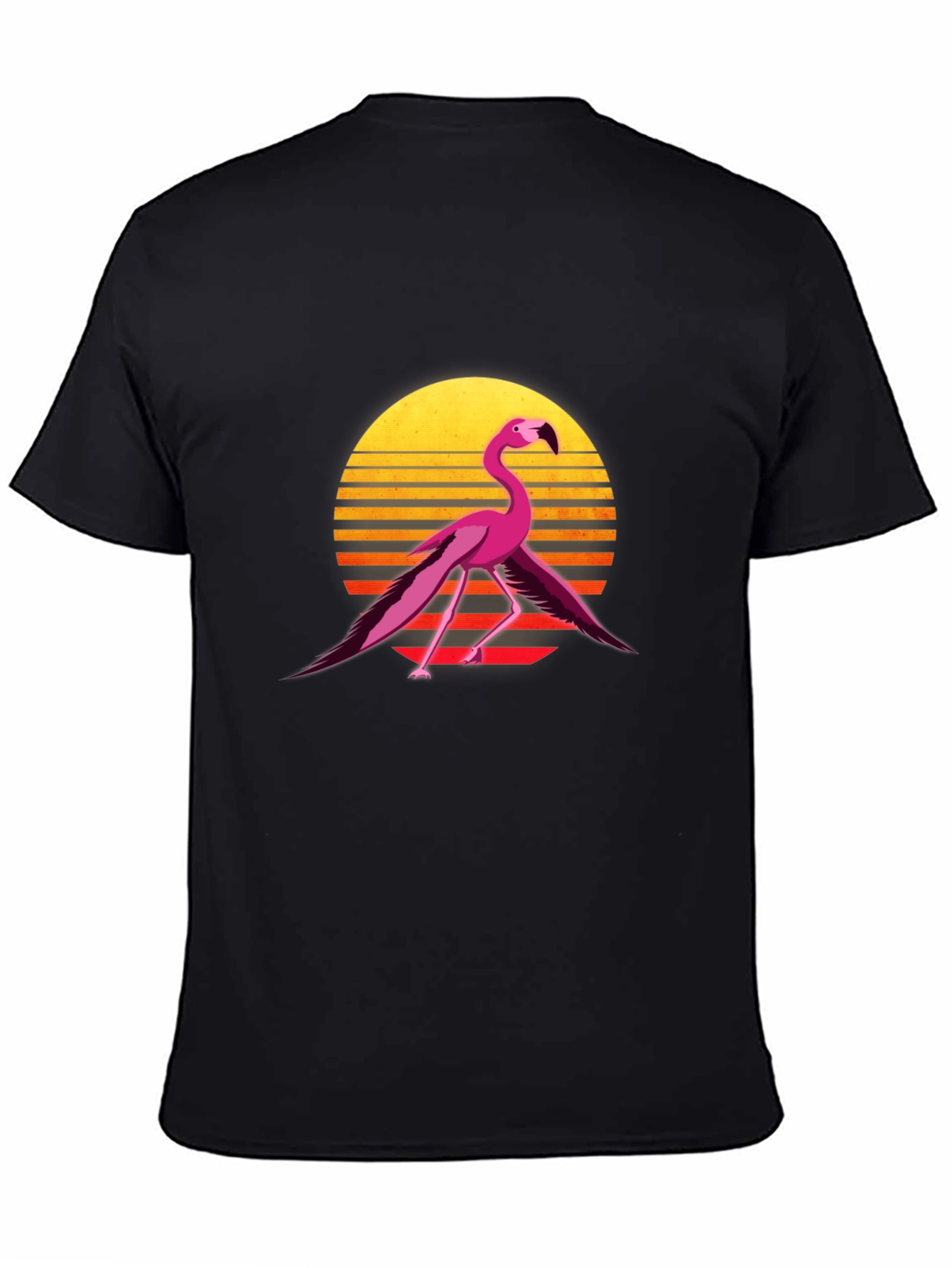 Retro Flamingo Graphic Tee - Black