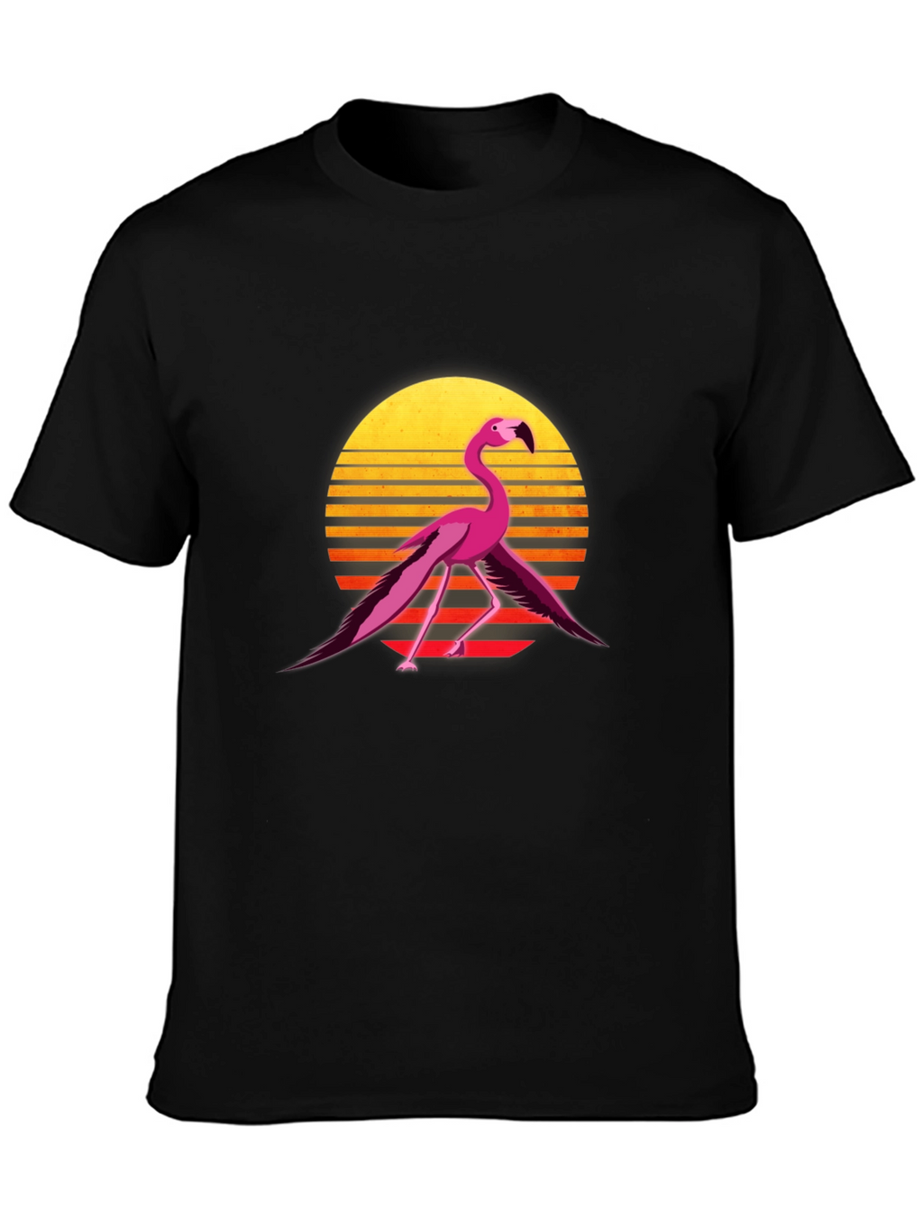 Retro Flamingo Graphic Tee - Black