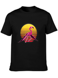 Retro Flamingo Graphic Tee - Black
