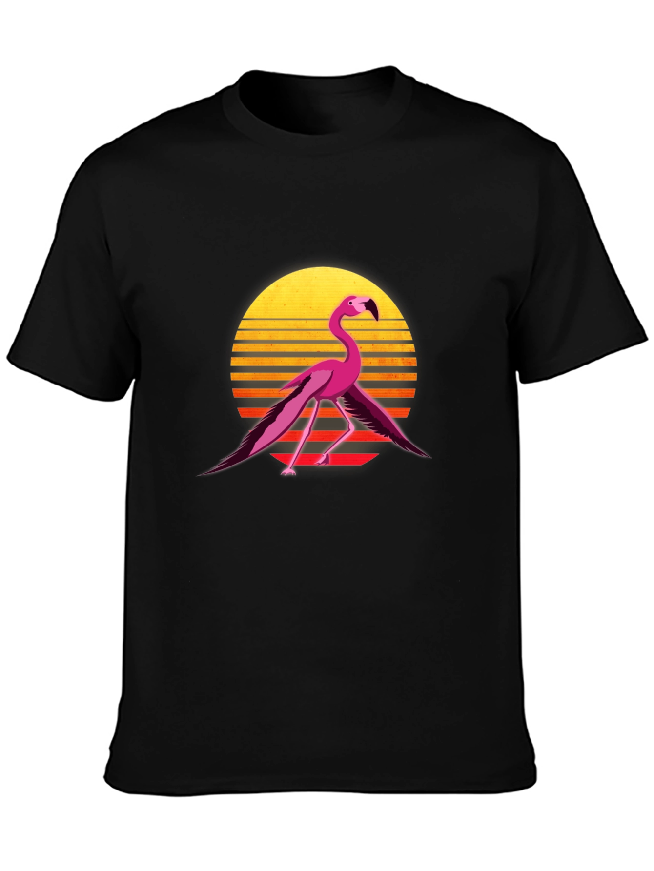 Retro Flamingo Graphic Tee - Black