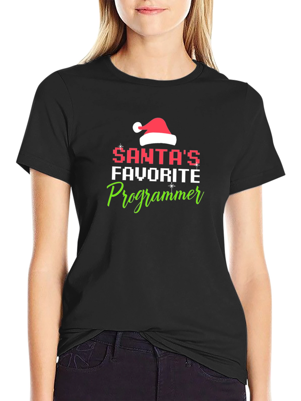 Santas Favorite Programmer Black T-Shirt