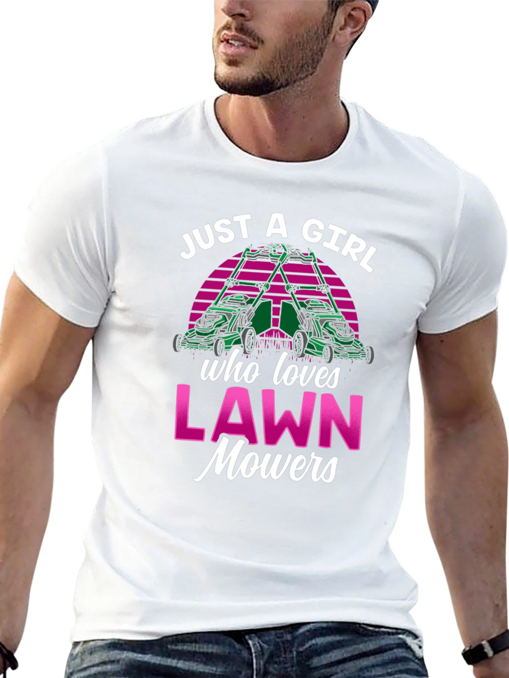 Just a Girl Who Loves Lawn Mowers Black Tee