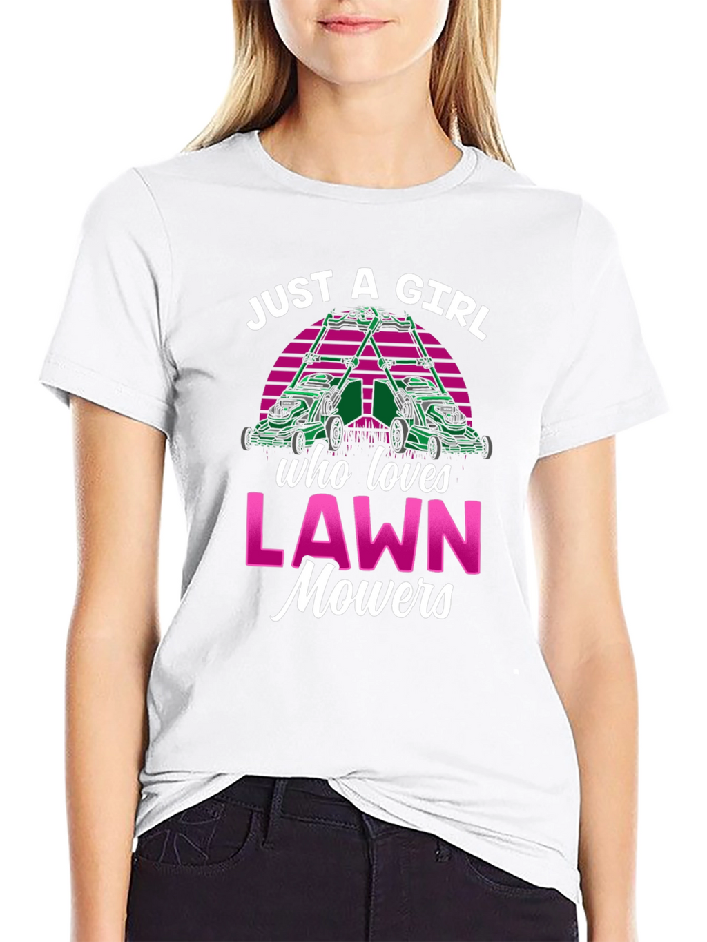 Just a Girl Who Loves Lawn Mowers Black Tee