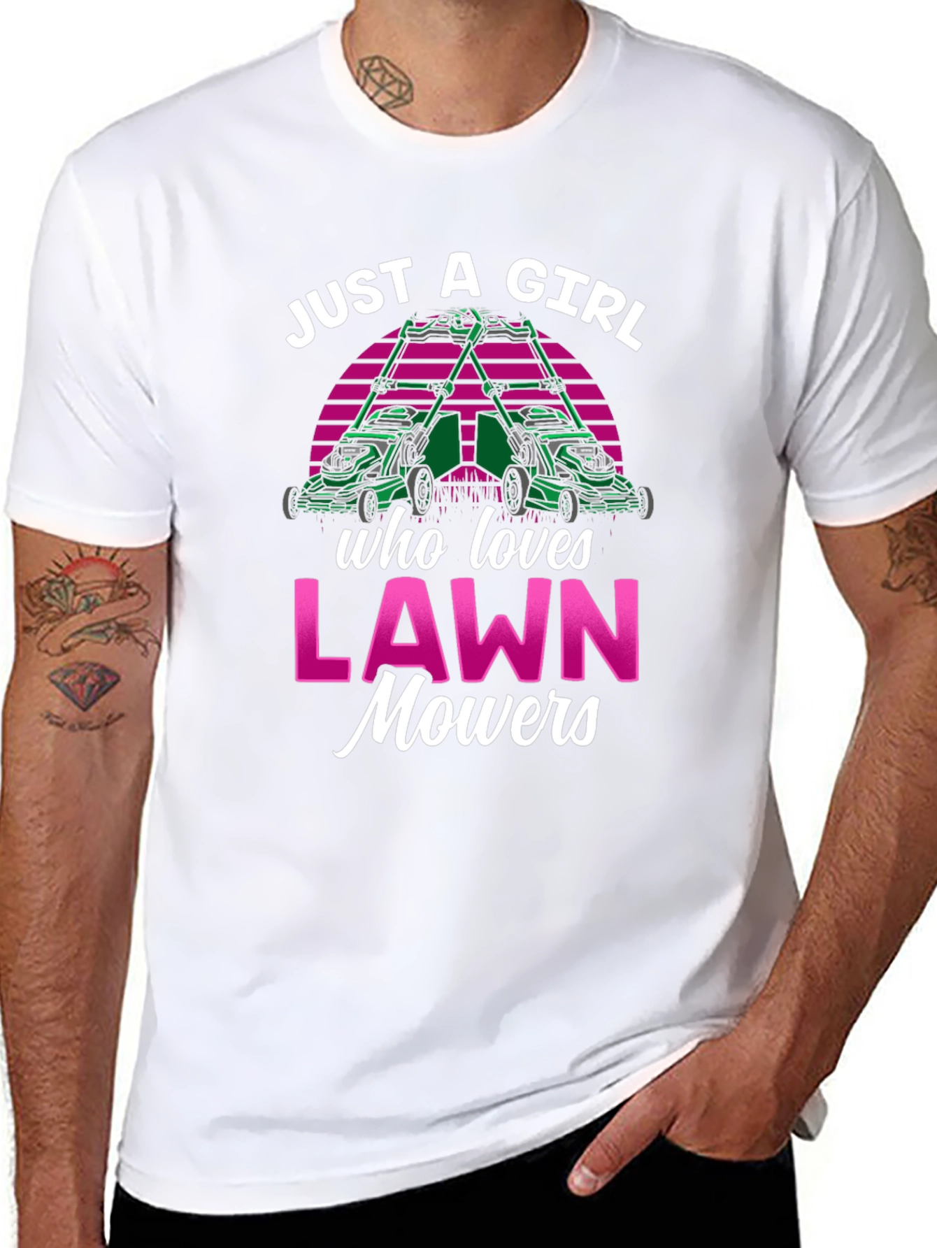 Just a Girl Who Loves Lawn Mowers Black Tee