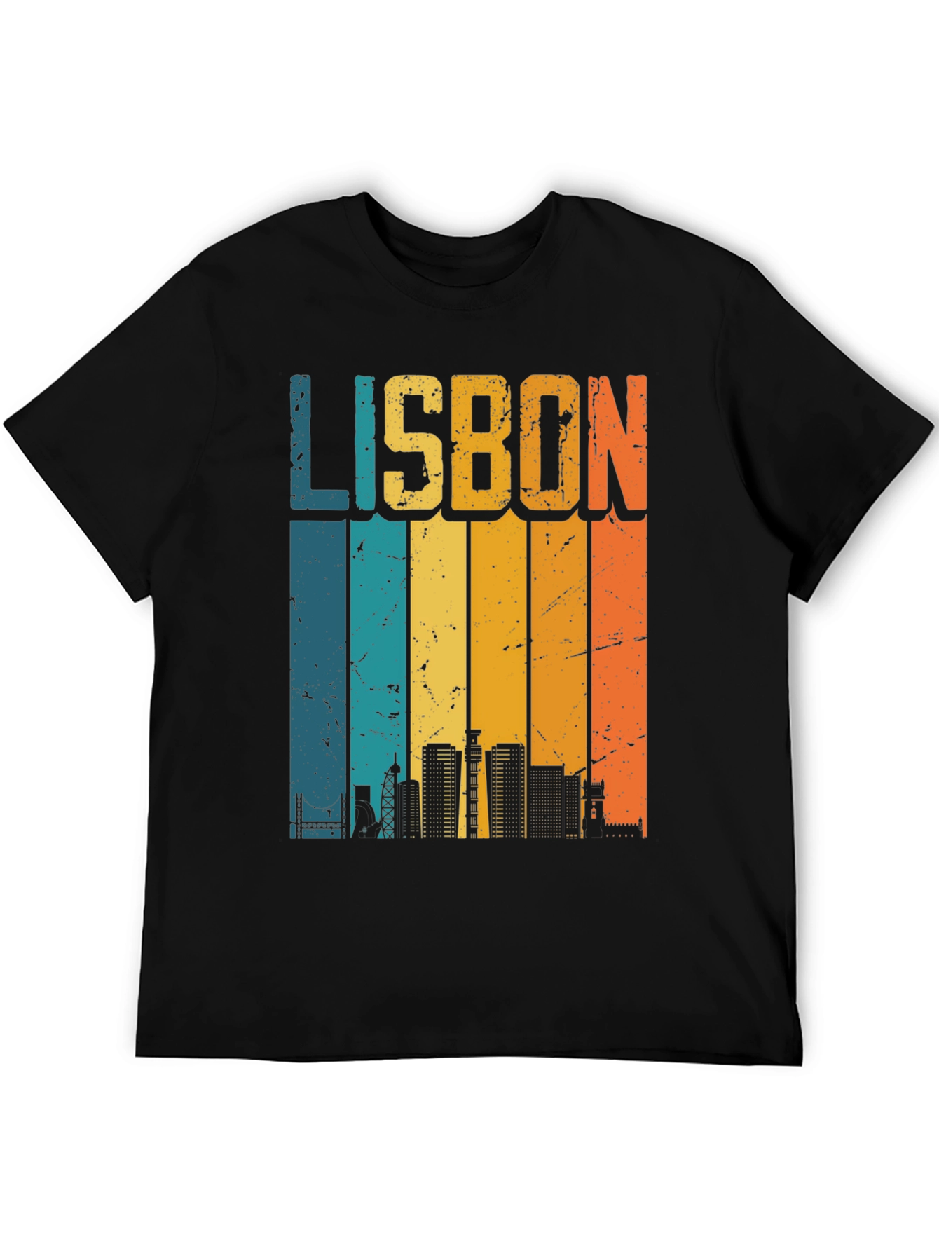Retro Lisbon Skyline Graphic T-Shirt