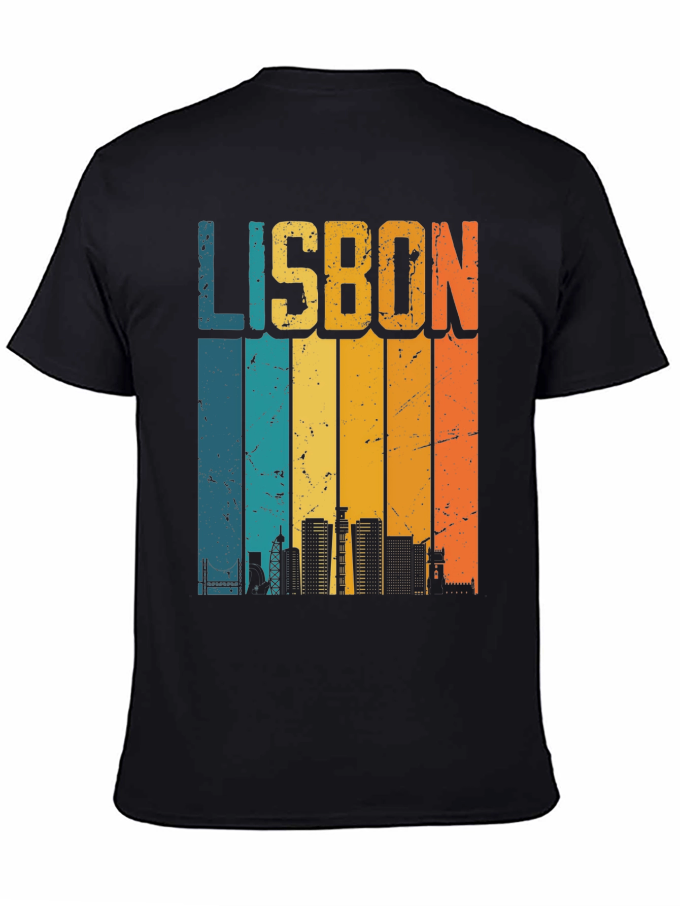 Retro Lisbon Skyline Graphic T-Shirt