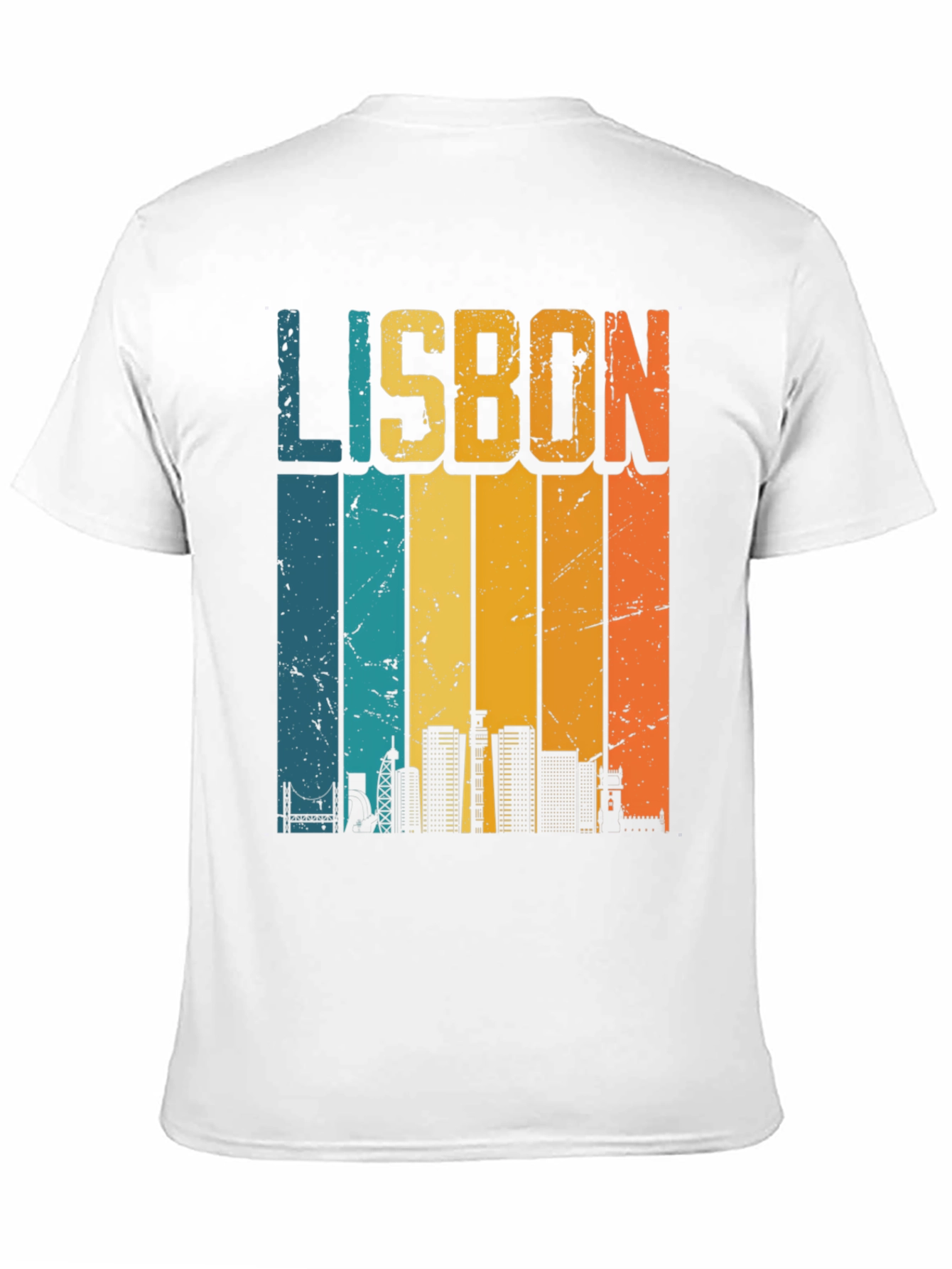 Retro Lisbon Skyline Graphic T-Shirt