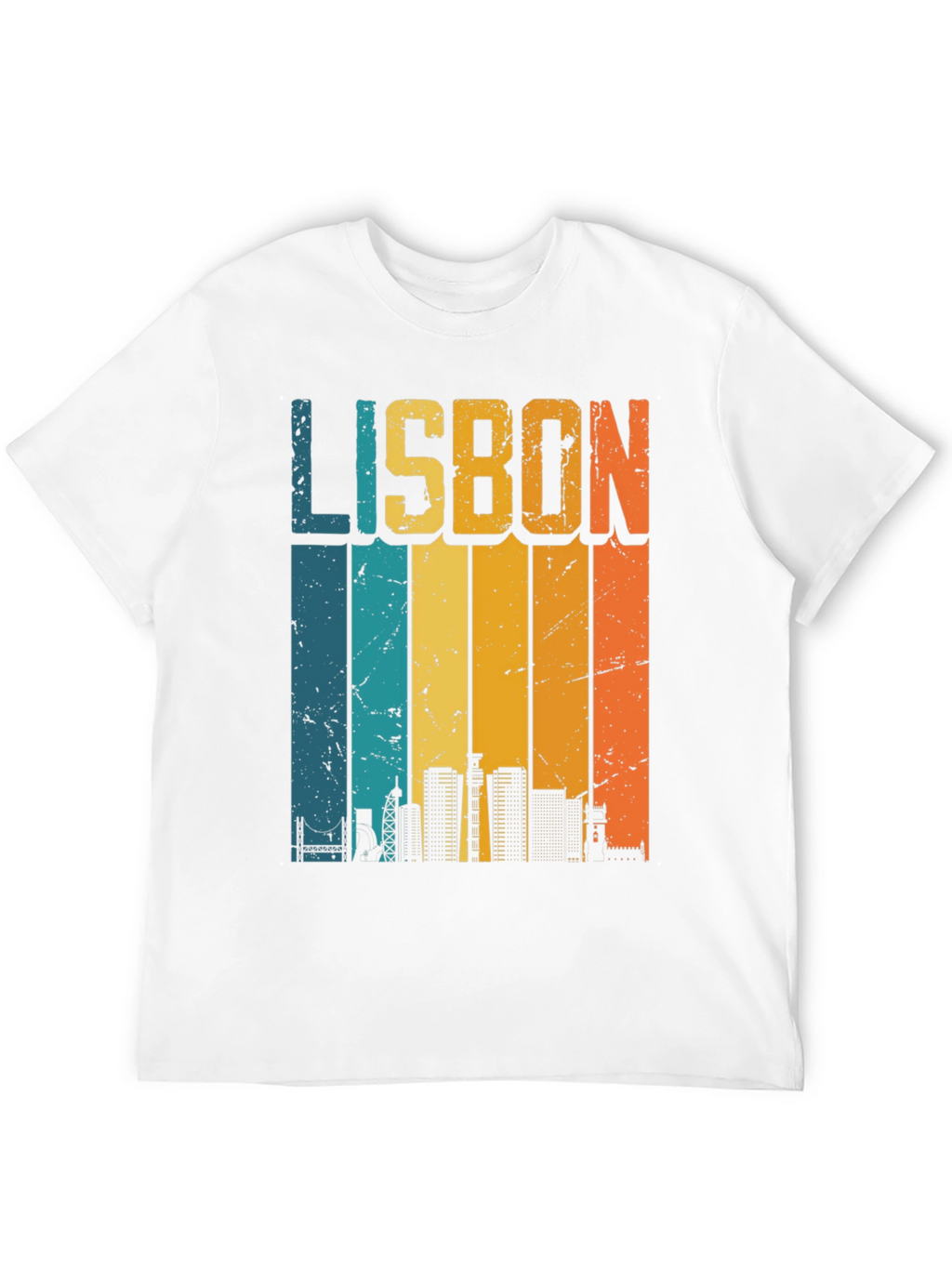Retro Lisbon Skyline Graphic T-Shirt