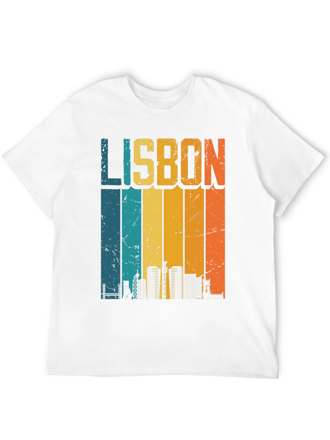 Retro Lisbon Skyline Graphic T-Shirt