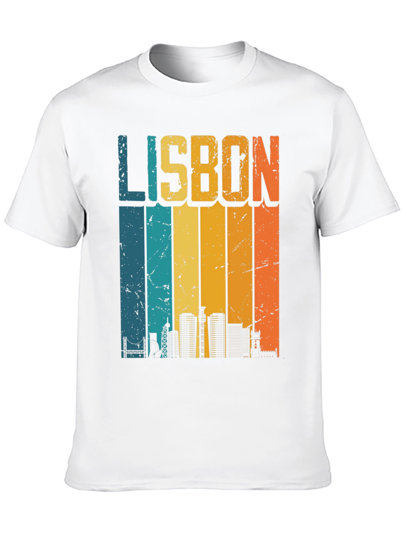 Retro Lisbon Skyline Graphic T-Shirt