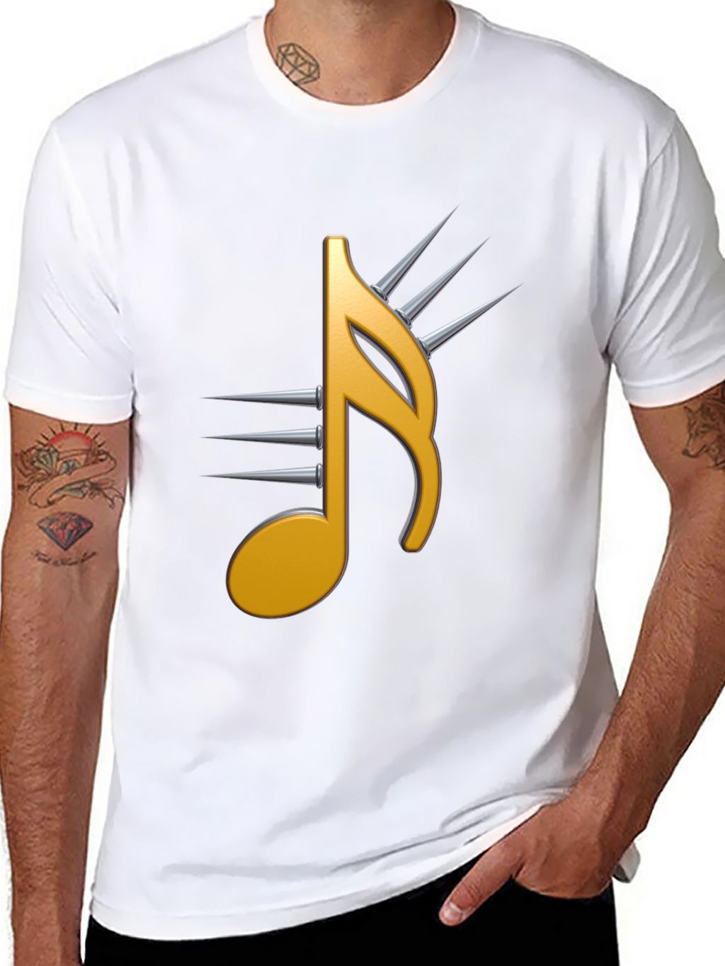 Edgy Music Note Graphic Tee - Black