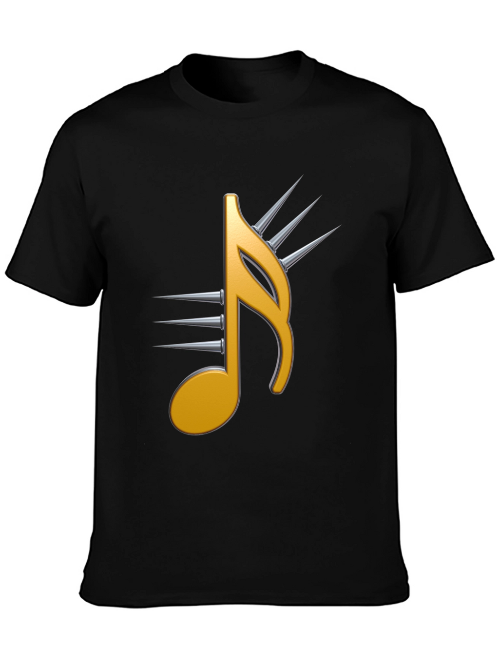 Edgy Music Note Graphic Tee - Black