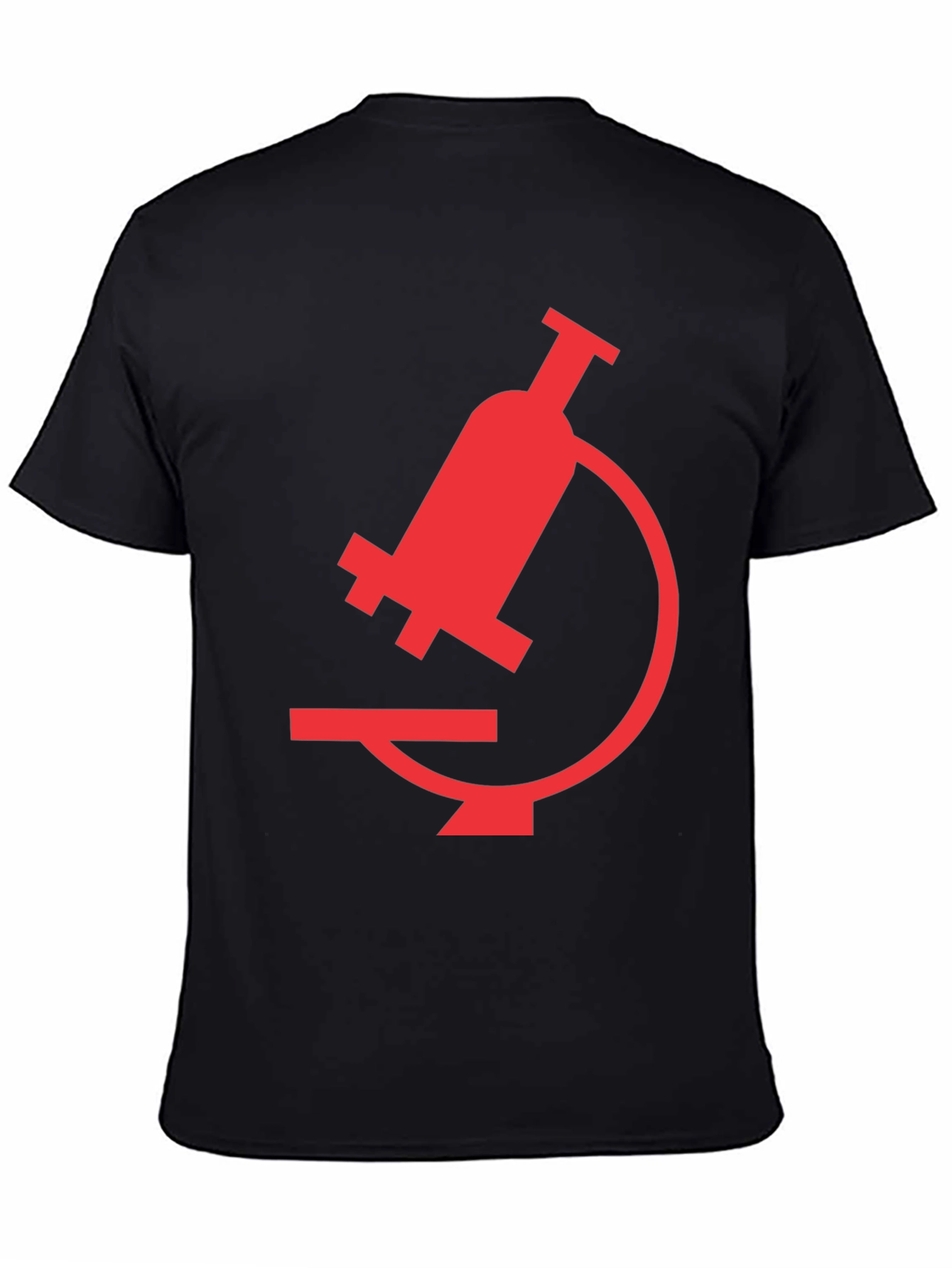 Black T-Shirt with Red Microscope Graphic