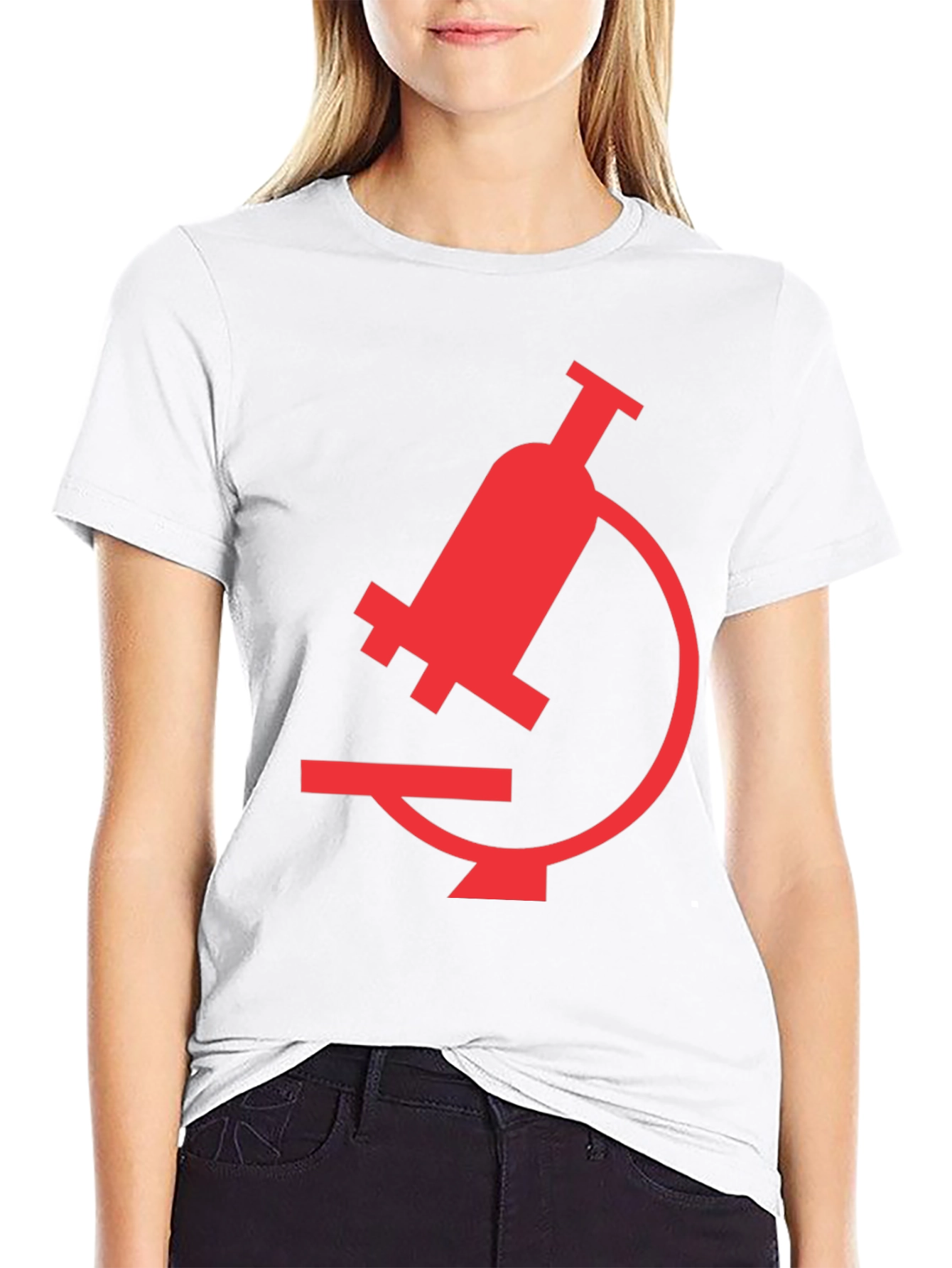 Black T-Shirt with Red Microscope Graphic