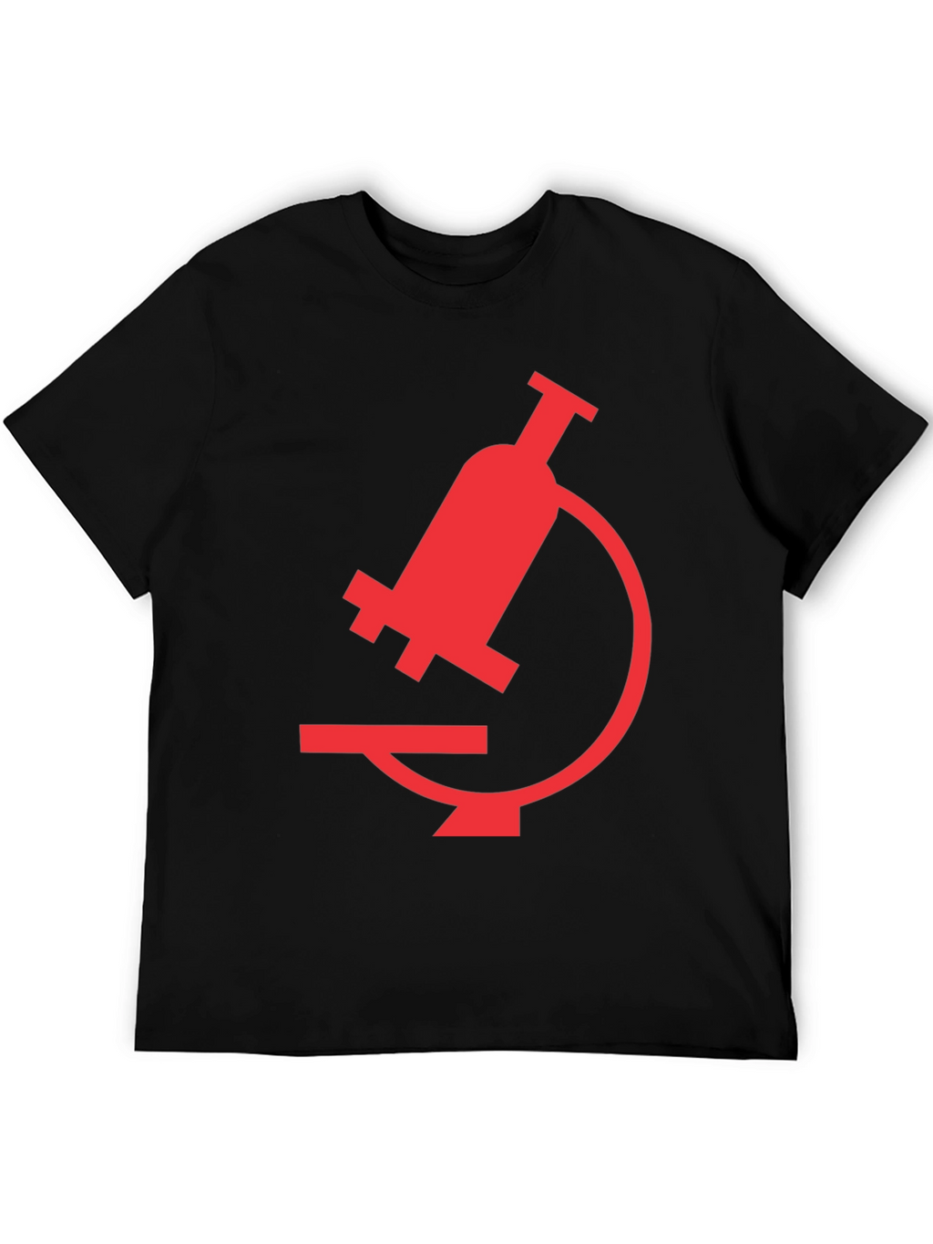 Black T-Shirt with Red Microscope Graphic