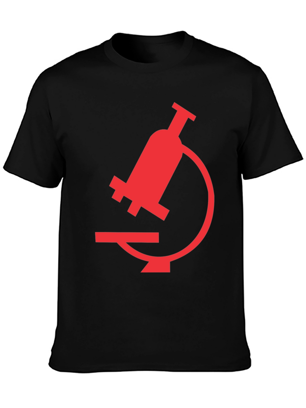 Black T-Shirt with Red Microscope Graphic