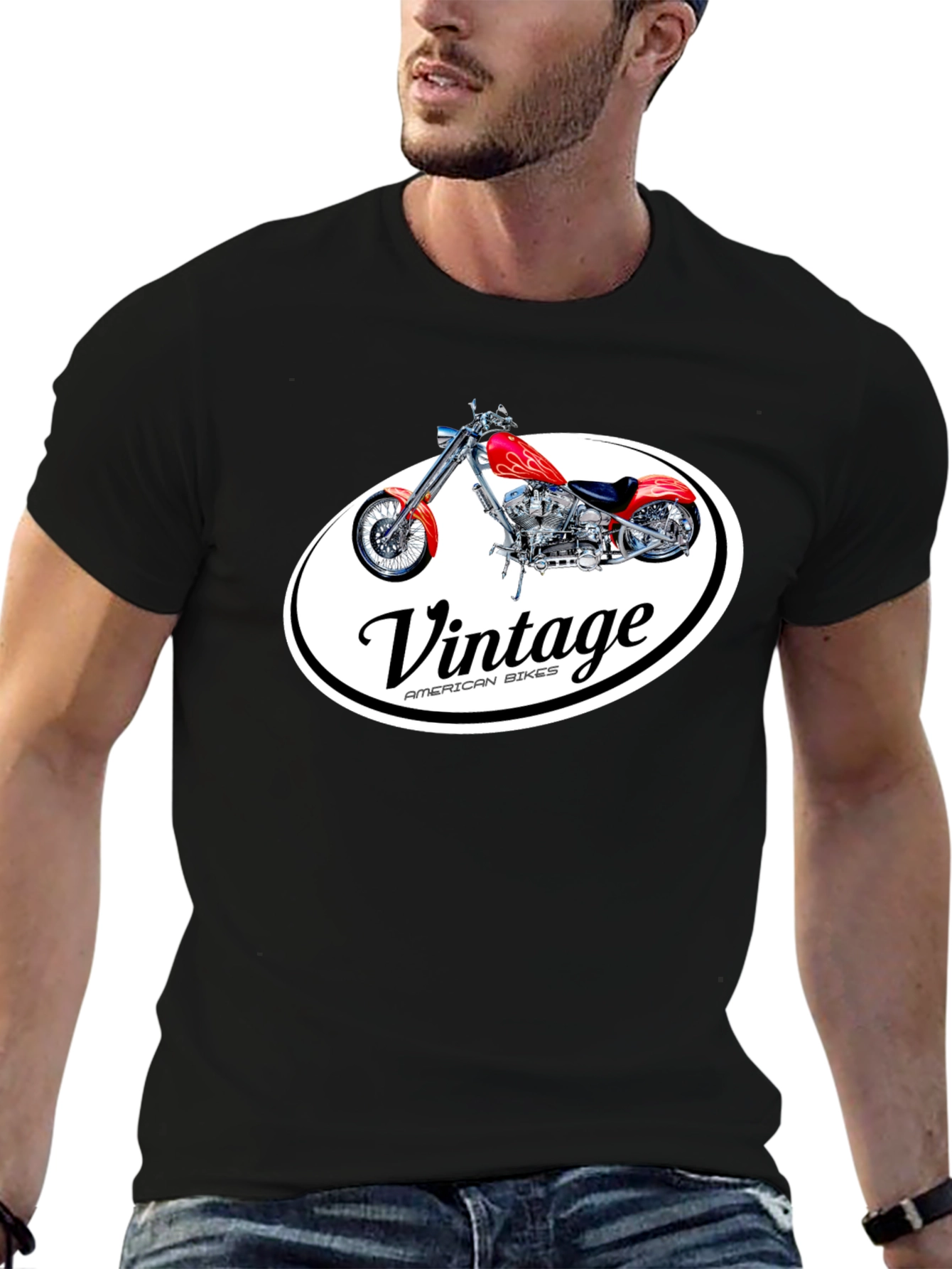 Vintage Motorcycle Graphic Tee - American Bikes