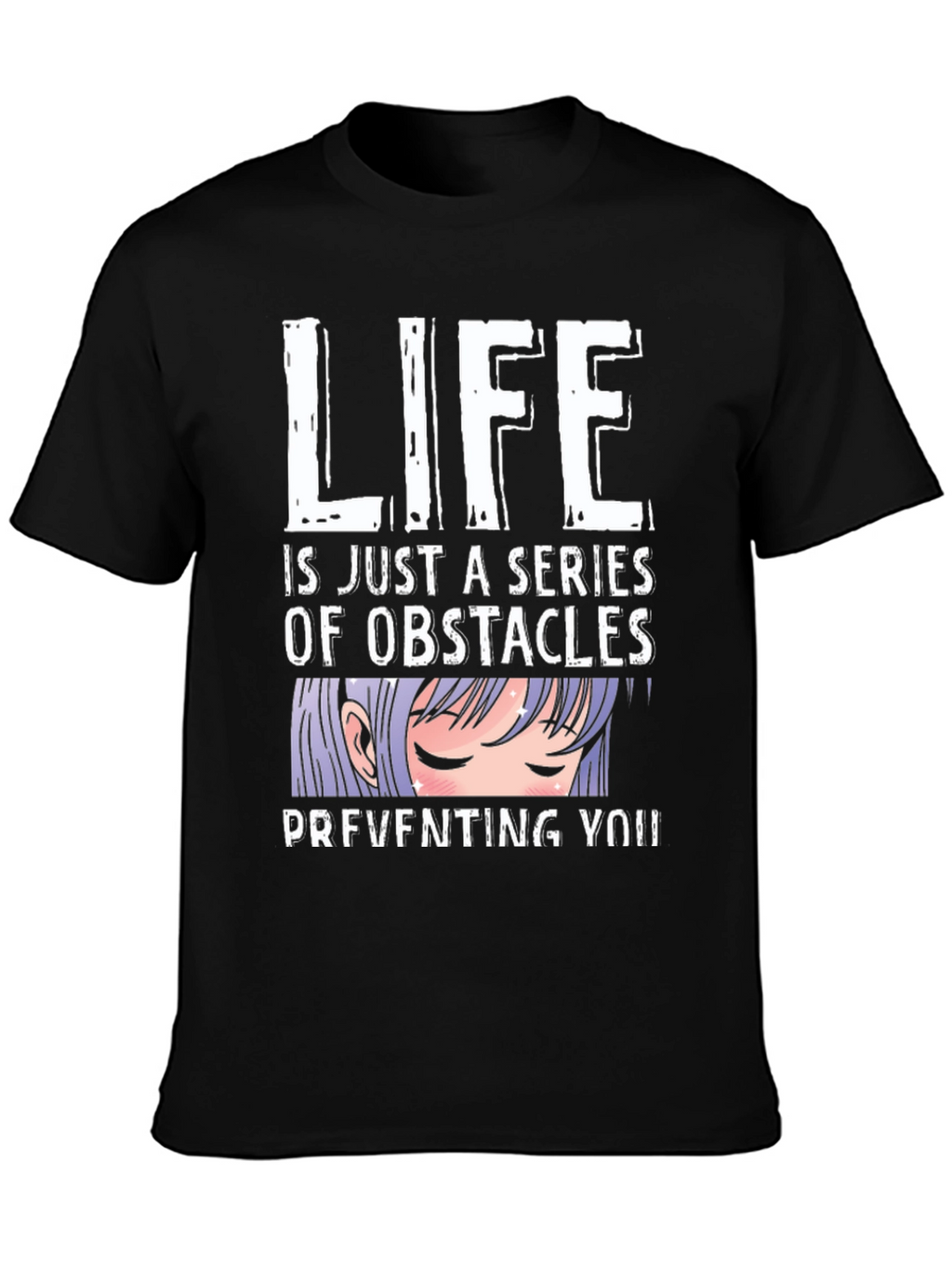 Anime Obstacles Graphic Tee - Black Cotton