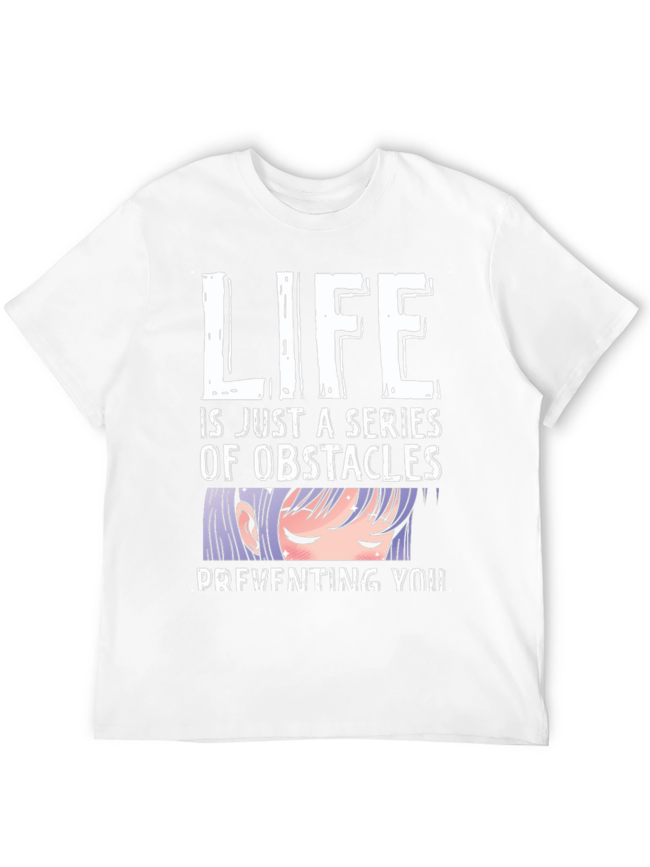 Anime Obstacles Graphic Tee - Black Cotton