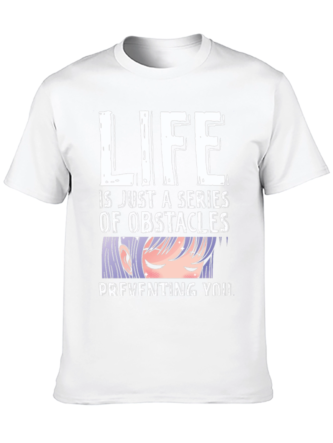 Anime Obstacles Graphic Tee - Black Cotton