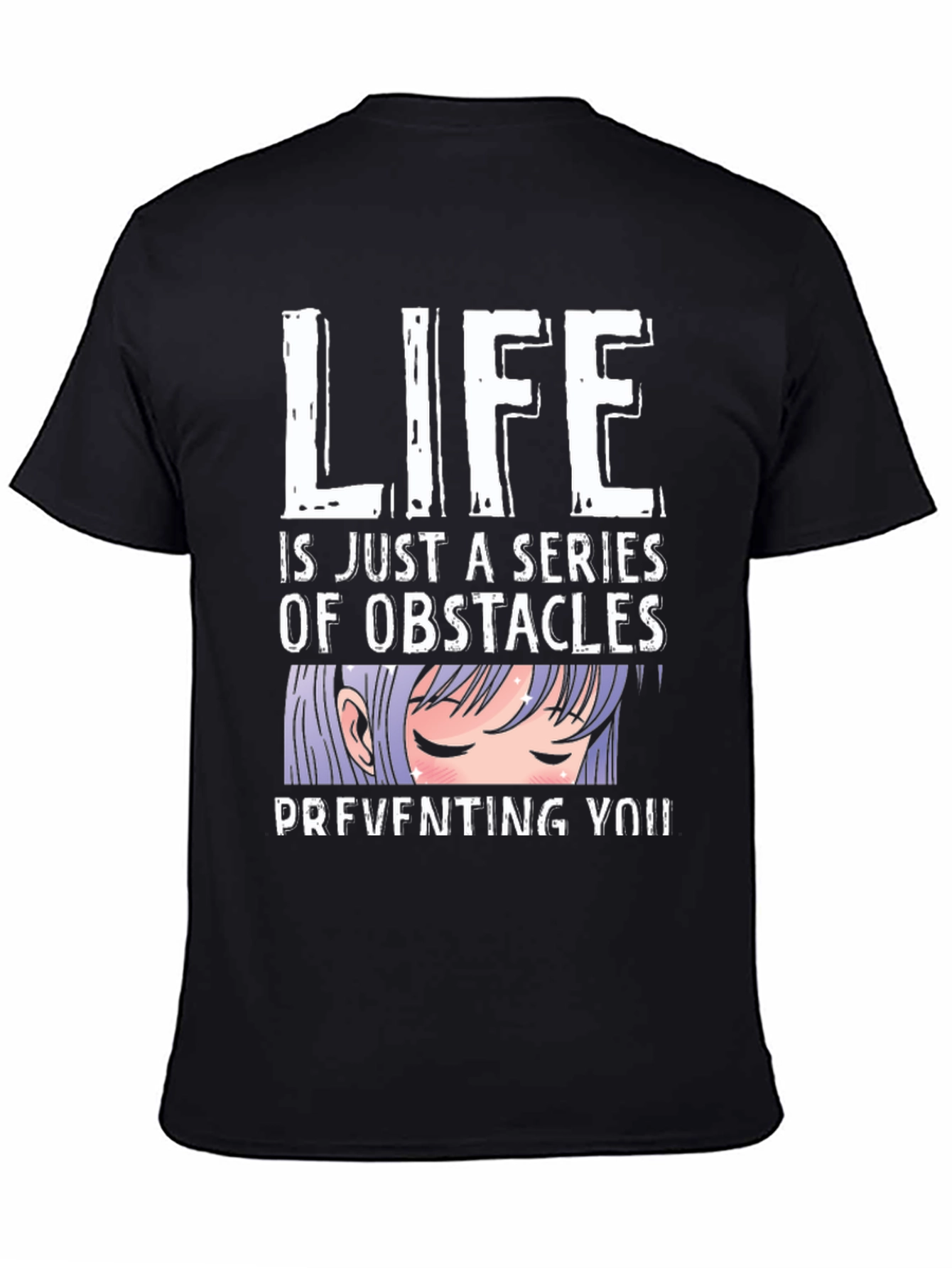 Anime Obstacles Graphic Tee - Black Cotton