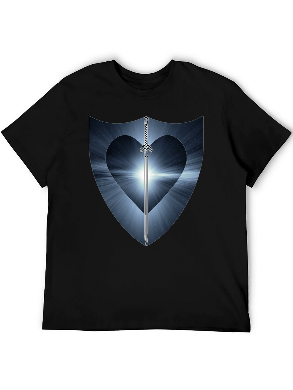 Sword Heart Shield Graphic Tee - Black