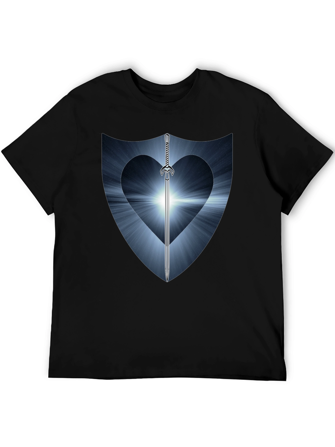 Sword Heart Shield Graphic Tee - Black
