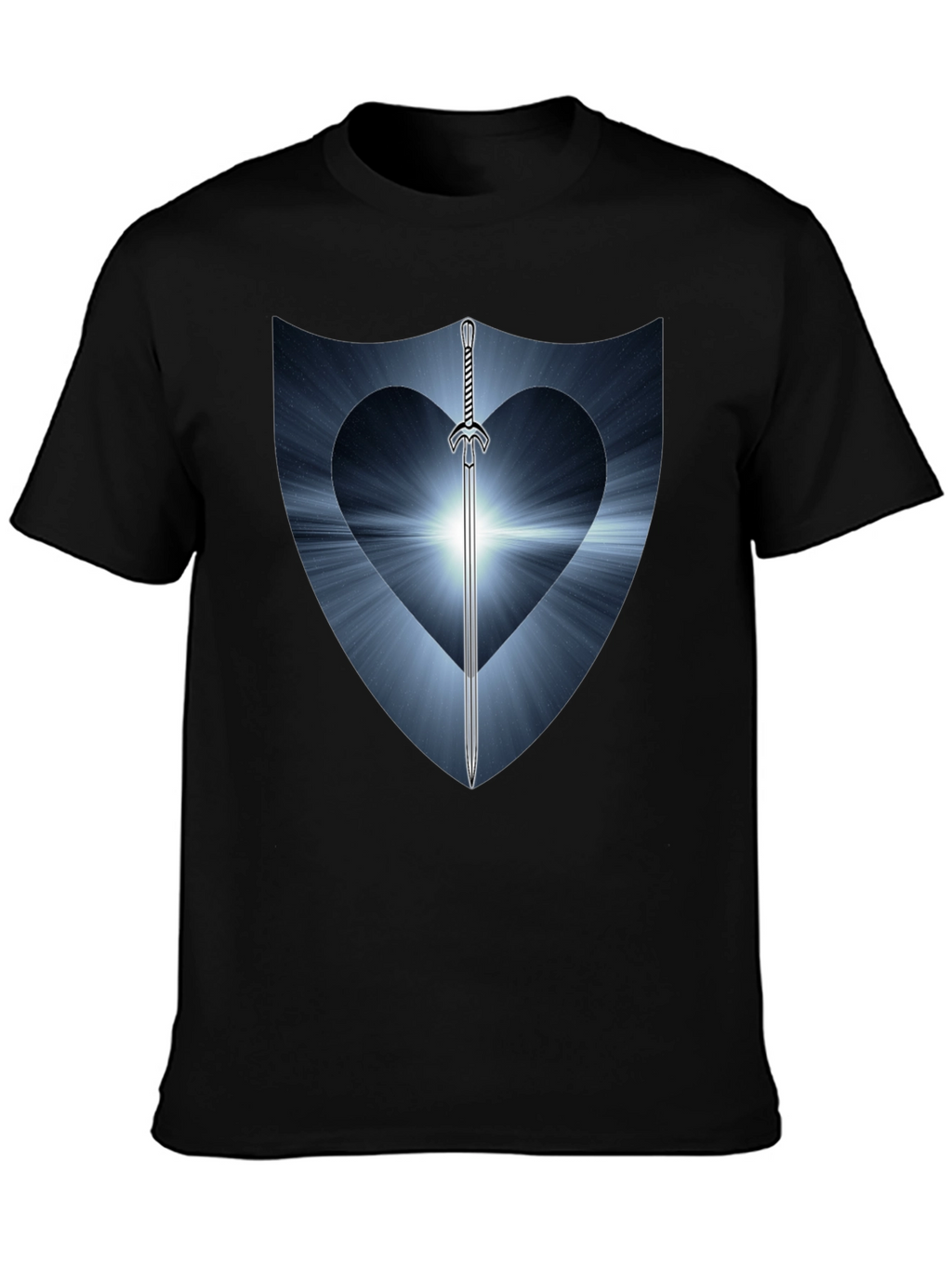 Sword Heart Shield Graphic Tee - Black