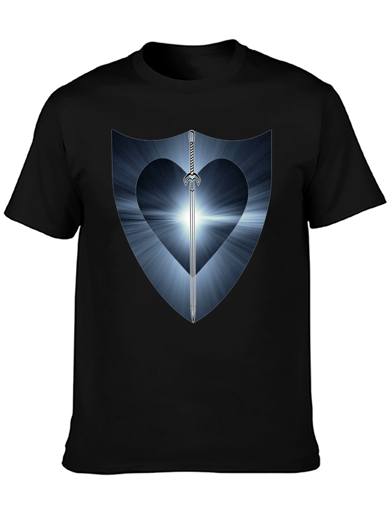 Sword Heart Shield Graphic Tee - Black