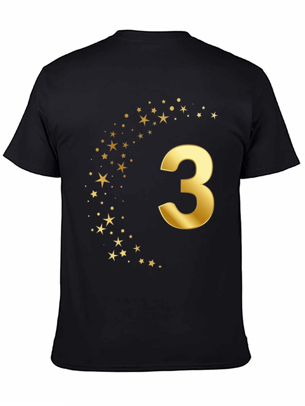 Golden Star Number Three Black T-Shirt